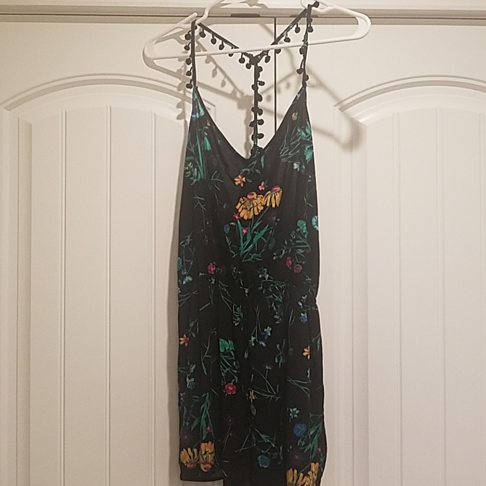 Black floral romper